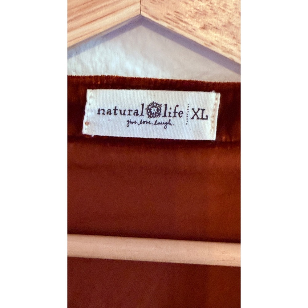 Natural Life Velvet Rust Button Front Oversized Shirt Sz XL Boho - Picture 2 of 8